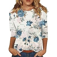 Summer Tops for Women 2024 Cotton 3/4 Sleeve Tees Blouses Shirts Woman's Three Quarter Sleeve Tops