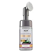 WOW Skin Science Activated Charcoal Face Wash With Built-In Face Brush For Removing Impurities - Detox, Cleanse, Purify - (100 ml)