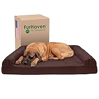 Furhaven Cooling Gel Dog Bed for Large Dogs w/ Removable Bolsters & Washable Cover, For Dogs Up to 125 lbs - Quilted Sofa - Coffee, Jumbo Plus/XXL