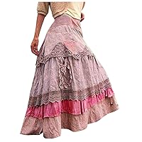 XJYIOEWT Milkmaid Sundress,Women's 2024 Summer Boho Tiered Long Lace Skirt Maxi Net Flared Long Maxi Skirts for Women W