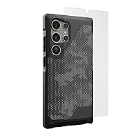 URBAN ARMOR GEAR UAG Designed for Samsung Galaxy S24 Ultra Case Metropolis LT Micro Hex Camo Graphite Magnetic Charging Bundle with UAG Premium Tempered Glass Screen Protector 6.8
