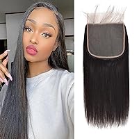 Hair 6x6 Lace Closure Front Brazilian Human Hair With Baby Hair Straight Wave Pre Plucked Lace Closure Free Part Bleached Knot Brazilian Virgin Hair Natural Color（20 inch）