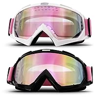Motorcycle Goggles ATV Dirt Bike Anti Scratch Motocross UV400 Protect Bendable Eyewear Off Road Dust proof Anti Fog Riding Goggles with Adjustable Strap &Color Lens