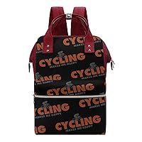 Cycling Makes Me Happy Durable Travel Laptop Hiking Backpack Waterproof Fashion Print Bag for Work Park Red-Style