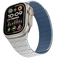 Compatible with Apple Watch Band 49mm 45mm 44mm 42mm 41mm 40mm 38mm, Silicone Magnetic Adjustable Loop Strap for iWatch Ultra 2 Ultra Series 9 8 7 SE 6 5 4 3 2 1 (49/45/44/42, Gray Blue)