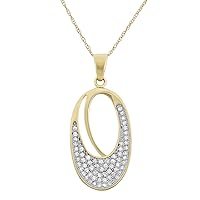 Mother's Day Gift For Her 10KT Yellow Gold 1/3CTTW Oval Shape Pave Set Diamond Pendant
