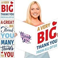 3 PCS Giant Thank You Greeting Cards Big 14 x 22 Inch Size Large Gratitude Giant Cards with Envelopes Thanks for Birthday Party Baby Shower Wedding Jumbo Gifts for Boys Girls