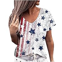 Funny 4Th of July Shirts, Women Tie-dye Independence Day Fashion Printed Colorful Short Sleeve Blouse