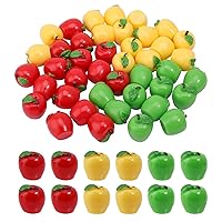 CHGCRAFT 60Pcs 3Colors Mini Artificial Resin Apples Realistic Imitation Fruit Lifelike Apples Plastic Fruit Apples for Christmas Home Kitchen Display Decor, 0.5x0.5inch