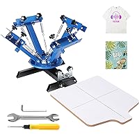 VEVOR Screen Printing Machine, 4 Color 1 Station 360° Rotable Silk Screen Printing Press, 21.2x17.7in / 54x45cm Screen Printing Press, Double-Layer Positioning Pallet for T-Shirt DIY Printing