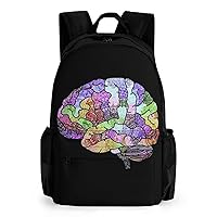 The Rainbow Brain Laptop Backpacks 16 Inch Travel Shoulder Bag Multipurpose Casual Hiking Daypack