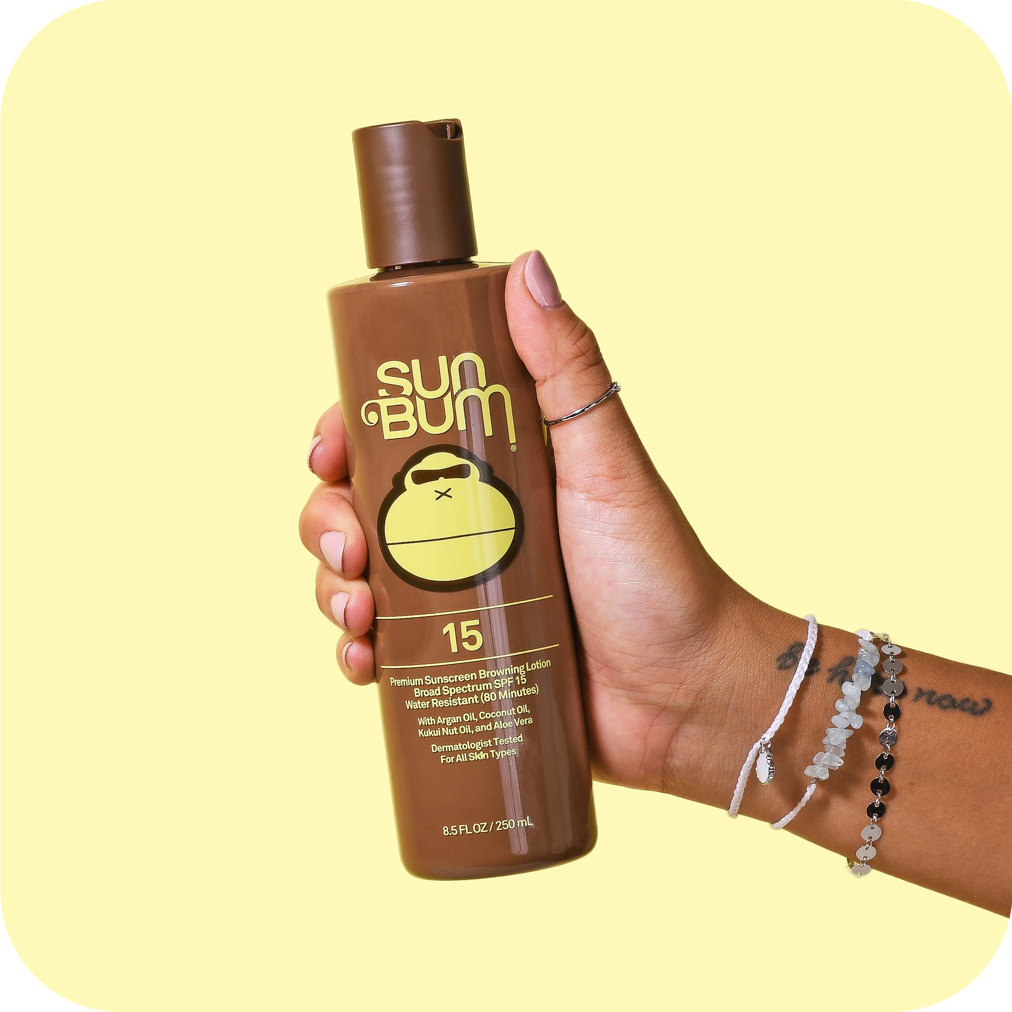 Sun Bum SPF 15 Browning Lotion | Vegan and Hawaii 104 Reef Act Compliant (Octinoxate & Oxybenzone Free) Broad Spectrum Moisturizing UVA/UVB Sunscreen Tanning Lotion with Vitamin E | 8.5 oz