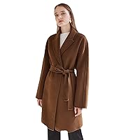 Women's coat WOOL-MIX BELTED OVERCOAT Jacket coat (Color : Chocolate Brown, Size : Medium)