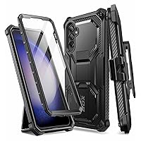 i-Blason Armorbox Designed for Samsung Galaxy S23 FE Case with Kickstand & Belt Clip, Full-Body Rugged Bumper Case with Built-in Screen Protector (Black)