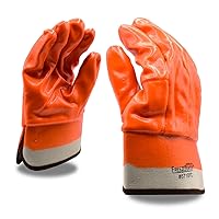 Cordova 5710F/C Hi-Vis Orange Cold Weather Gloves, Single Dipped, Foam Insulated PVC, Textured Finish, Safety Cuff, Large, 12-Pack Bulk Thermal Gloves
