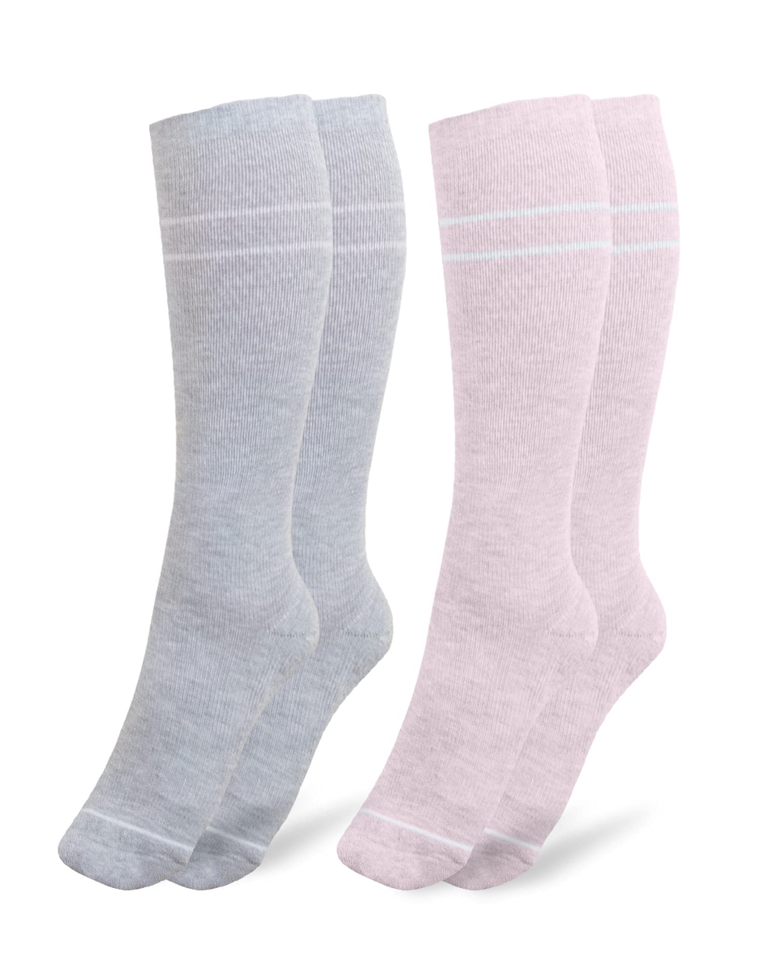 Kindred Bravely Maternity Compression Socks 2-Pack | 20-30 mmHg Compression Socks for Pregnancy (Pink & Grey Heather)
