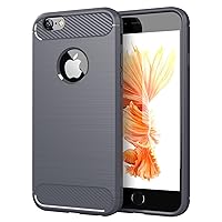 Case for Apple iPhone 6 - Cover in Brushed Gray - Mobile Phone Cover Made of TPU Silicone in Stainless Steel Carbon Fiber Optics - Silicone Cover Ultra Slim Soft Back Cover Case Bumper