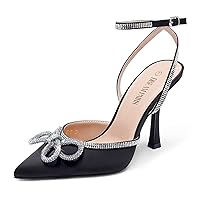 DREAM PAIRS Women's High Heels Destiny Closed Toe Strappy Heels Sexy Rhinestone Ankle Strap Pumps Wedding Bridal Party Dress Shoes
