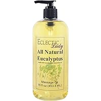 All Natural Eucalyptus Massage Oil, 16 oz, 100% Natural Ingredients with Sweet Almond & Jojoba Oil, Relaxing Scent for Men & Women