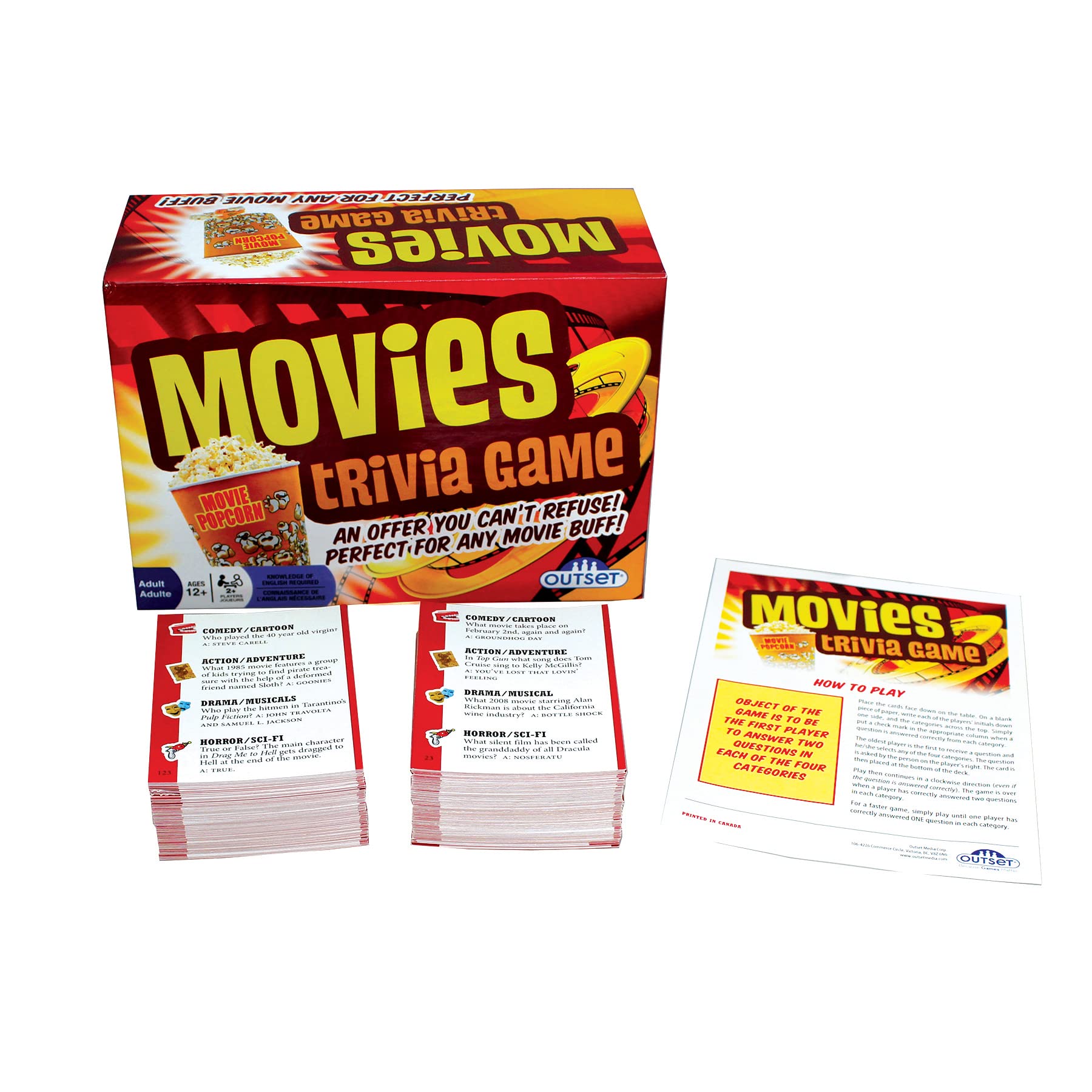 Movies Trivia Game - Party Game - Family Game - Travel Game - Fun and Easy to Play - 1200 Trivia Questions - for 2 or More Players - Ages 12+