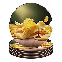 Car Cup Coasters Car Cup Holder Coasters Potato Chips Universal Non Slip Cup Holders Cork Base Cupholder Car Cup Mat with Finger Notch Car Assecories