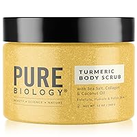 Exfoliating Body Scrub for Men and Women | Turmeric Scrub and Sea Salt Scrub Body Exfoliator with Collagen and Coconut Oil | Hydrating Face Scrub Foot Scrub and Dead Skin Remover for Body Care