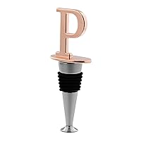 Bottle Wine Stopper Top Closer Seal with Monogrammed Letter “P” in Rose Gold - Reusable Wine Cork Saver Sealer Plug 1pk