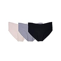 Fruit of the Loom Women's No Show Seamless Underwear, Amazing Stretch & No Panty Lines, Available in Plus Size, Hipster-3 Pack-Nude/Silver/Black
