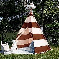 Children's Canvas Tepee Set with Travel Case - Brown/White Stripes