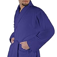 SUPERIOR Men's Traditional Premium Turkish Cotton Lightweight Long Bathrobe with Pockets - Small-Medium, Navy Blue