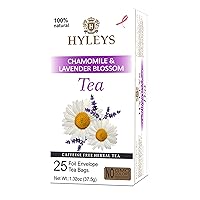Hyleys Sleep Lavender Blossom Herbal Tea - Nighttime Relaxation Blend, 100% Natural, Caffeine-Free, Sugar-Free, Gluten-Free, Dairy-Free, GMO-Free, Decaf - 25 Tea Bags