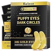 Under Eye Patches - 24K Gold Dermatology Eye Masks for Wrinkles & Puffiness, Enriched with Collagen, Diminish Dark Circles - Anti-Aging, Smooth Fine Line, Nourish Skin - 12 Pairs