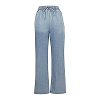 Wide Leg Jeans Woman High Waisted Fashion Baggy Boyfriend Jeans Denim Pants Y2k Palazzo Pants Denim Pants with Pockets