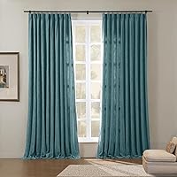 102 Inches Length Chenille Curtain Lined Pinch Pleat, Durable Room Darkening Drape for Bedroom Tino (50W×102L, 1 Panel) Teal Blue