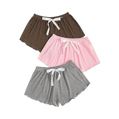 Milumia Women's 3 Pack Pajama Bottoms Plaid Lounge Shorts Cute Elastic Waist Pj Shorts