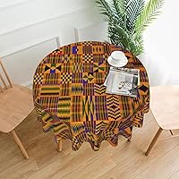 African Tribal Ethnic Texture Print Round Tablecloth 60 Inch Table Cloth Circular Table Cover for Dining Kitchen Banquet Dinner