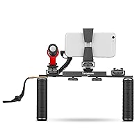 Saramonic Smartphone/Camera Vlogging & Video Production Kit with Adjustable Dual Stabilizing Grips, Shoe Mounts & Vmic Mini Microphone (VGM), Black