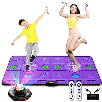JINCOR Dance Mat for Adult and Kids HDMI Musical Blanket Pad Double Exercise Carpet Antislip Dance Floor Mat Family Games Dance Machine with Camera Sensor, Motion-Sensing Controller(Purple)
