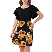 Aphratti Women’s Summer Dresses Flutter Short Sleeve Cute Casual Fit and Flare Flowy Dress