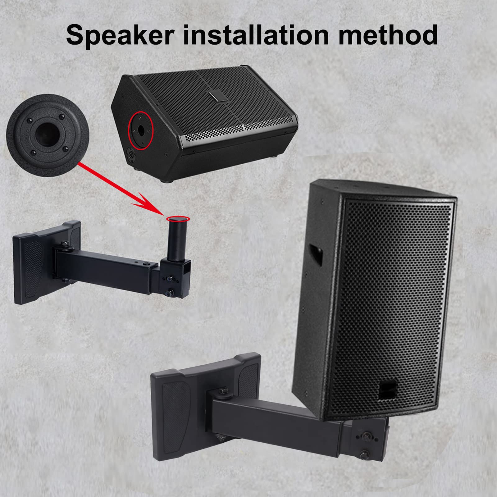 Howonder HD-339 Heavy Duty Speaker Wall Mounts,Hold up to 100lbs, Speaker Wall Mount Bracket Design for Professional Audio PA Speakers ，Screw Hidden (2 Packs Black)