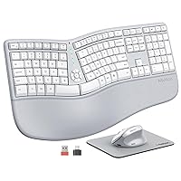 MEETION Ergonomic Wireless Keyboard and Mouse, Ergo Keyboard with Vertical Mouse, Split Keyboard with Cushioned Wrist Palm Rest Natural Typing Rechargeable Full Size, Windows/Mac/Computer/Laptop, Gray