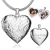 Fanery sue Heart Locket Necklace That Holds Pictures Customized Photo Necklaces Personalized Lockets with Picture inside, Sunflower/Rose/Butterfly/Lotus Photos Pendant Jewelry Gifts for Women Girls