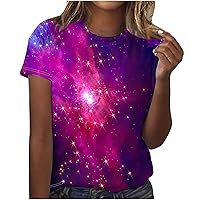 Womens Dressy Tops, Women's Fashion Casual Short Sleeve Print Graphic Tees Round Neck Pullover Tunic Top Blouses