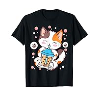 Cat Boba Tea Bubble Tea Kawaii Anime Japanese Neko Girl Teen T-Shirt