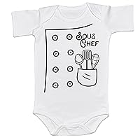 Little Cook Baby Bodysuit Kids Girl Boy SOUS CHEF Shirts Chef Onesie Family Baking Buddy Kitchen Helper Gift for Baker (6-12 Months, Short Sleeve Bodysuit)