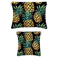 2 Pcs Faux Leather Pocket Box, Small Pouches for Purse, Mini Pocket Pouch, Mini Travel Storage for Cosmetics, Pineapple Coconut Leaves