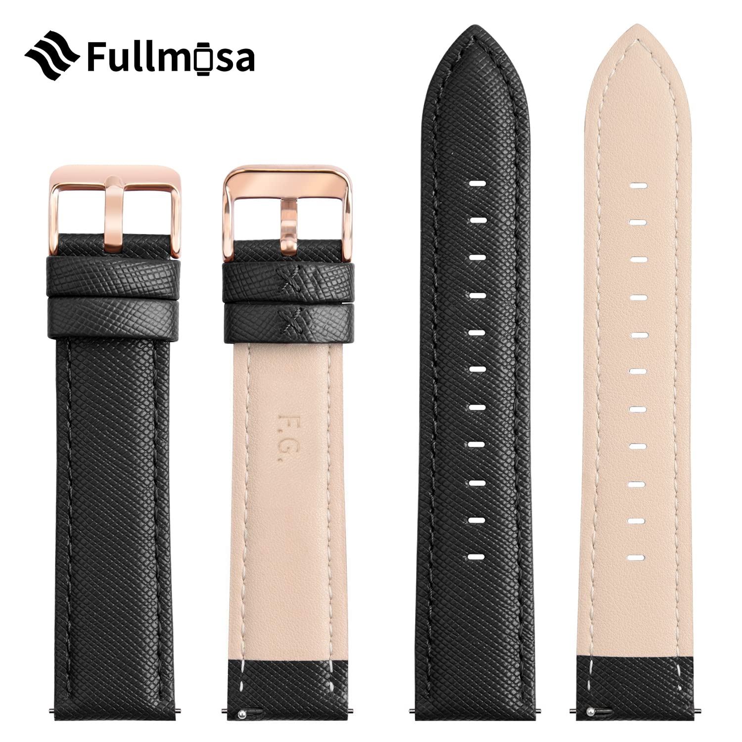 Fullmosa Cross Genuine Leather Watch Band 14mm 16mm 18mm 20mm 22mm 24mm, Quick Release Strap for Men and Women, Fits Samsung Galaxy Watch 5/4/3,Garmin Watch,Huawei,Fossil,Seiko,Citizen,Ticwatch