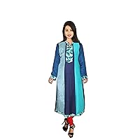 Indian Women's Long Dress Wedding Wear Casual Tunic Patchwork Tunic Transitional Fashion Frock Suit