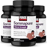 Force Factor Somnapure Clinical Strength, Sleep Aid for Adults with #1 Doctor-Recommended Sleeping Pill Ingredient Diphenhydramine HCl, Non-Habit-Forming, Nighttime Sleep Support, 30 Count Pack of 3