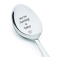 We're having a baby Engraved Spoon Surprise Pregnancy Gift for New Birth Reveal Baby Announcement Spoon -We're expecting its a boy or a girl-Special Unique Gift-Stainless Steel Teaspoon 7 inches